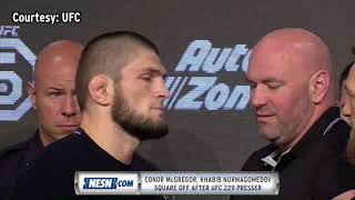 UFC 229 Khabib vs Conor McGregor Ceremonial WeighIn Comes to Blows [upl. by Nev]