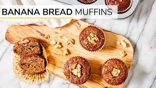 BANANA BREAD MUFFINS  easy healthy recipe [upl. by Asirahc374]