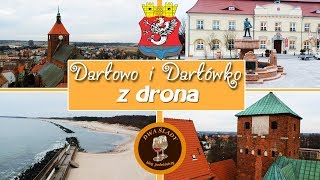 Darłowo i Darłówko z drona z lotu ptaka  atrakcje turystyczne Polski  plaża i zabytki [upl. by Adirem]