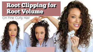 HOW TO ROOT CLIP FOR VOLUME  ON FINE CURLY HAIR [upl. by Zachar249]