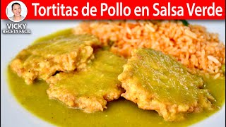 TORTITAS DE POLLO EN SALSA VERDE  Vicky Receta Facil [upl. by Viki704]