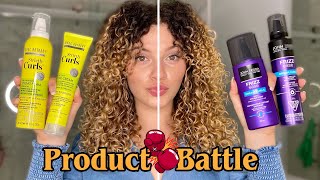 DRUGSTORE HUMIDITY PROOF CURLY HAIR PRODUCT BATTLE amp REVIEW  John Frieda vs Marc Anthony [upl. by Sweyn]