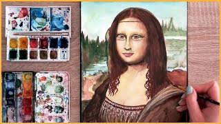 Painting the Mona Lisa by Leonardo da Vinci with Watercolors Art Journal Thursday Ep 16 [upl. by Keung]