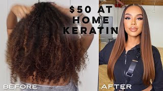 How to Use KERATIN TREATMENT at home to straighten natural hair [upl. by Eatnoed]