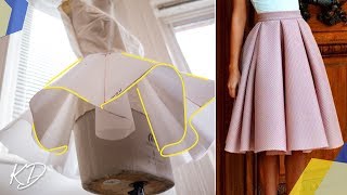 HOW TO DRAFT BOX PLEATED CIRCLE SKIRT PATTERN  KIM DAVE [upl. by Niknar713]