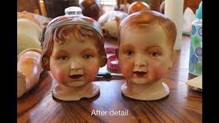 How to restore Paint and Repair old composition dolls restoration [upl. by Norrad697]