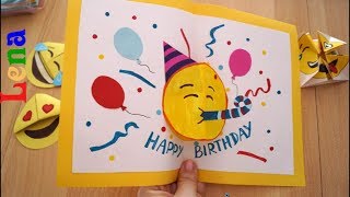 🥳 𝗞𝗿𝗲𝗮𝘁𝗶v 𝗺𝗶𝘁 𝗟𝗲𝗻𝗮 Geburtstagskarte basteln 🎉 😉 DIY Emoji Birthday Card DIY 🎈Эмоджи открытка [upl. by Wight]