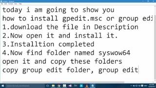 How To Install gpeditmsc on windows 10 amp 81 201617 working [upl. by Eyssej320]