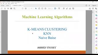 Lecture 6 Kmeans Clustering Algorithm بالعربى [upl. by Netsua352]