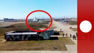 Video Ukrainian pilots escape with aircraft as troops take over air base [upl. by Ladnek252]