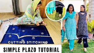 Simple straight plazo cutting stitching  Easy method [upl. by Gerrald]