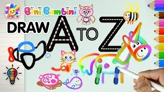 Draw Animals amp Alphabets AZ Easy Coloring Animation Part 1 [upl. by Gnaig]