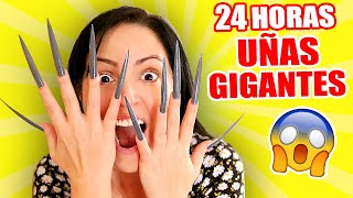 24 HORAS CON UÑAS EXTRA LARGAS 😱 Reto Extremo con Uñas Gigantes 😬 Sandra Cires Art [upl. by Darnoc]