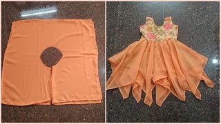 Handkerchief cut frock cutting and stitching [upl. by Brit861]