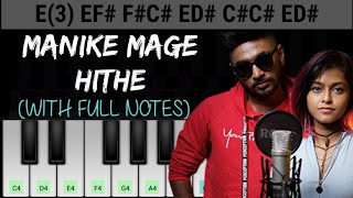 Manike Mage Hithe Song  Piano Tutorial  Keyboard Notes [upl. by Nojel]