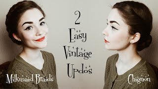 2 Easy Vintage Hairstyles  Hair Tutorial [upl. by Jann]