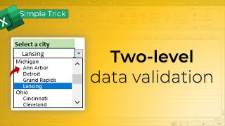 Twolevel data validation in Excel  Simple trick [upl. by Aerdnaeel862]