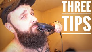 3 BEST Tips for using a Beard Straightener Heat Brush [upl. by Eidnam717]