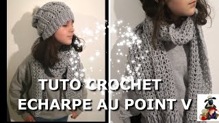 TUTO ECHARPE FACILE AU CROCHET AU POINT V [upl. by Gnek]