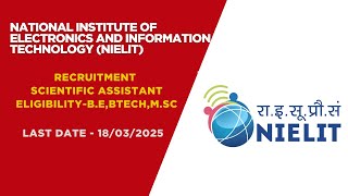 NIELIT Recruitment 2025 Scientific Assistant [upl. by Haletta]