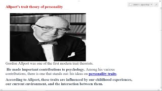 Allports Trait Theory of Personality [upl. by Rebeh]