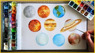 How to Paint Planets with Watercolor  Art Journal Thursday Ep 15 [upl. by Nerrag]