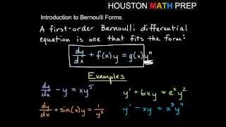 Bernoulli First Order Equations  Intro [upl. by Squires]