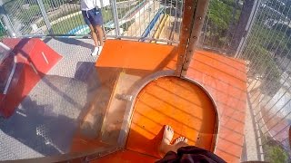 Water World Lloret de Mar  Speed Furious  Orange Trapdoor Slide Onride [upl. by Zetes660]