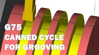 CNC LATHE GROOVING USING G75 CANNED CYCLE [upl. by Mehsah264]