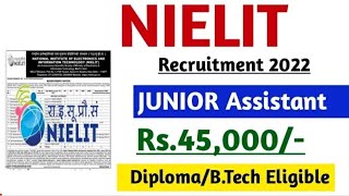 NIELIT Recruitment 2022  DiplomaBTech Eligible  Apply Online  ITI Jobs 2022 [upl. by Sidonnie]