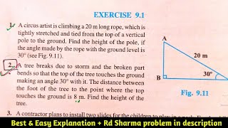 CLASS 10 MATHS CHAPTER 9 exercise 91 NCERT solutions  Application of Trigonometry Ex 91 class 10 [upl. by Yobybab865]