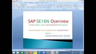 SAP Tcode SE16N overview  Tables  FIELDS  Download Bulk Reports  Controls Table Maintenance [upl. by Chemosh]