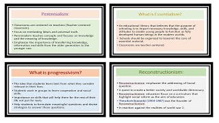 4 Major Educational Philosophies  Perennialism  Essentialism  Progressivism  Reconstructionism [upl. by Jonathon341]