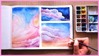 How to Paint Cotton Candy Clouds with Watercolors for Beginners  Art Journal Thursday Ep 17 [upl. by Ahsilram729]