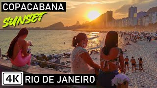 Walking Copacabana Beach at Sunset 🇧🇷  Boardwalk  Rio de Janeiro Brazil  【4K】 2021 [upl. by Gnouh]