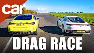 DRAG RACE 2021 BMW M4 Competition vs Porsche 911 Carrera [upl. by Sewoll]