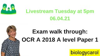 A level Biology OCR A Paper 1 2018 [upl. by Earahc505]