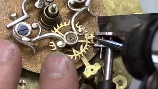 Repairing the Brocot Escapement part 3 quotSetting New Pallet Jewelsquot [upl. by Fulks]