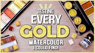 Testing EVERY GOLD Metallic Watercolor Paint I Could Find [upl. by Grewitz]