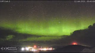 Northern lights above Shetland Islands Lerwick area shetlandwebcamscom [upl. by Lemor]