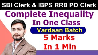 Inequality Reasoning Tricks In Hindi  Either Or  SBI Clerk 2021  IBPS RRB PO Clerk Vardaan Batch [upl. by Gehlbach]