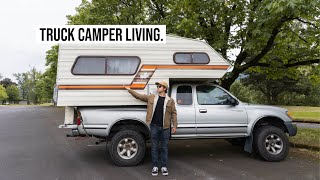 A Tour of my Renovated Truck Camper that I Live in [upl. by Eul]