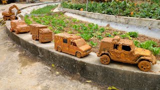 Membersihkan Mainan Mobil Polisi  Excavator Tayo Mobil Disney Crane dan Ambulans [upl. by Al]