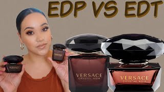 VERSACE CRYSTAL NOIR EDT VS EDP COMPARISON amp REVIEW  MY PERFUME COLLECTION 2021 [upl. by Ecital284]