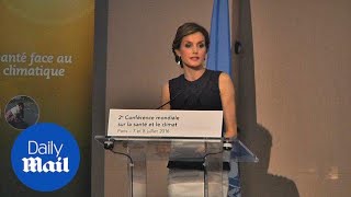 Spains Queen Letizia delivers impassioned speech on climate  Daily Mail [upl. by Berlyn262]