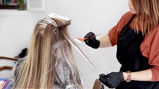 How To Babylights amp Balayage Hair Salon Color Tutorial  Single Service Transformation [upl. by Hotze390]