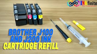 How to Refill the Ink Cartridges for Brother DCP J100 and MFC J200 Beginners Guide  INKfinite [upl. by Alokin]