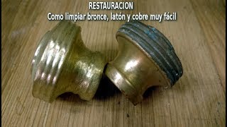 Como limpiar bronce latón y cobre muy fácil RESTAURACION [upl. by Klarika]