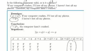 Logic Example Valid and Invalid Arguments 1 [upl. by Ilenay892]