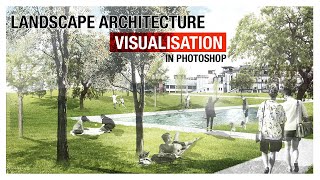 Landscape Architecture Visualization in Photoshop [upl. by Ahsaele]